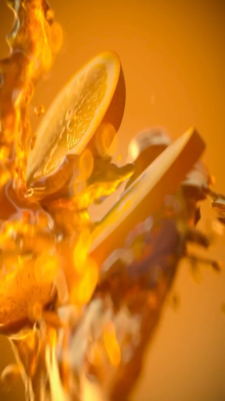 X-Particles: Oranges in a Juice Splash – Still 4