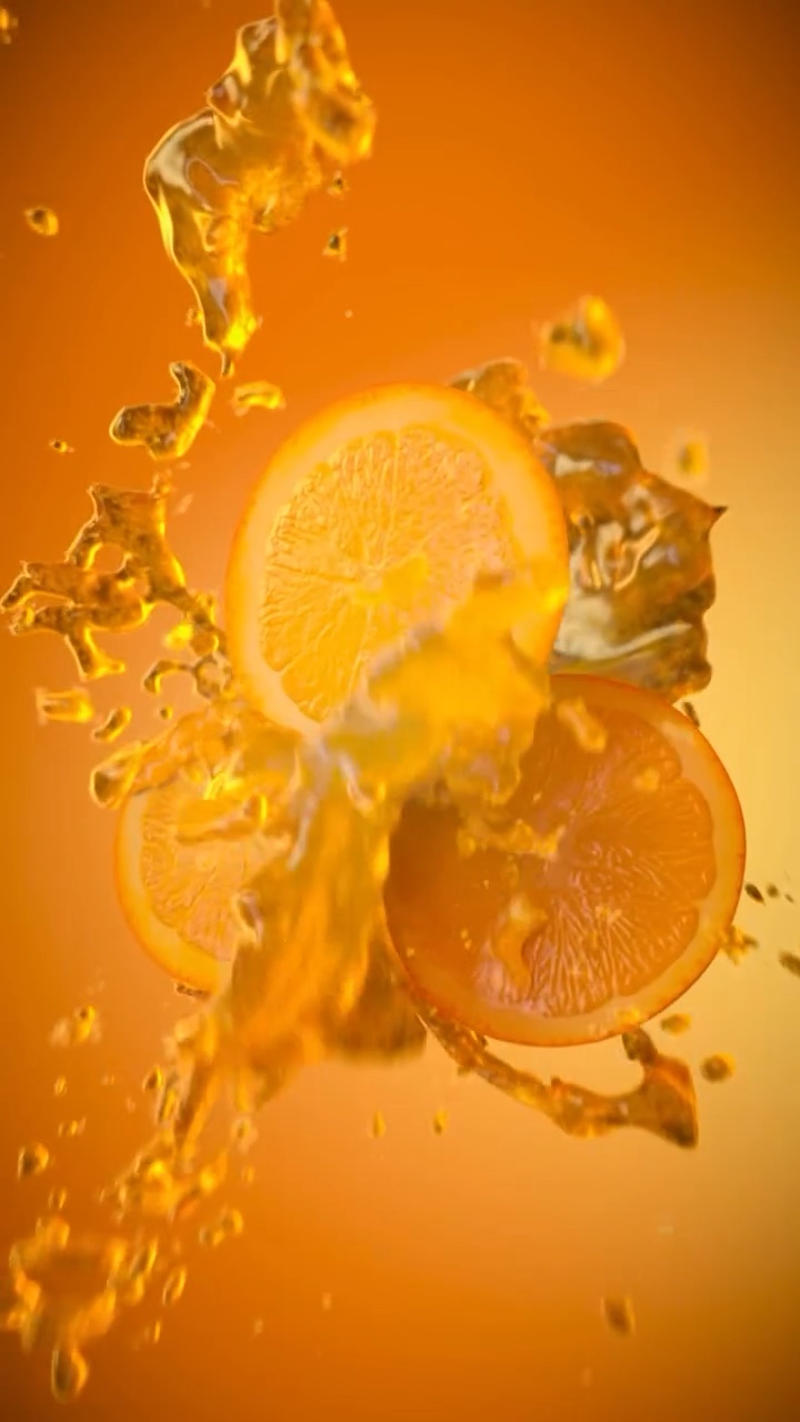 X-Particles: Oranges in a Juice Splash – Still 7