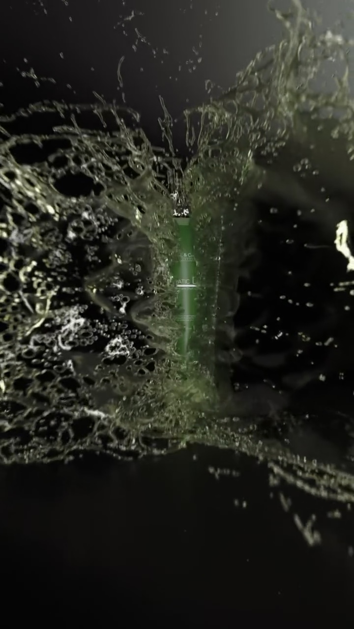 Kosmetik-Produktspot – grüner Splash mit LiquiGen – Standbild 8