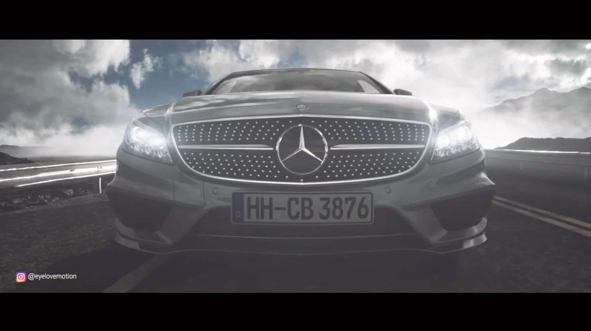 Mercedes vehicle on a mountain pass road in an alpine landscape, spec-ad scene