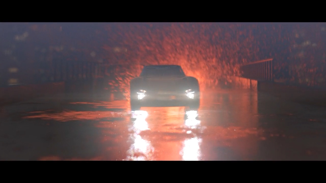Cyberpunk Sports Car – Night Drive through a Shower of Sparks – Still 4